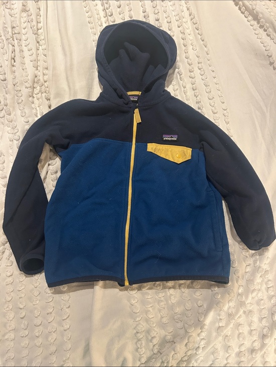 Patagonia Other - Patagonia Kids Navy and Royal Blue Fleece Hoodie with Yellow Trim, xs, 5-6